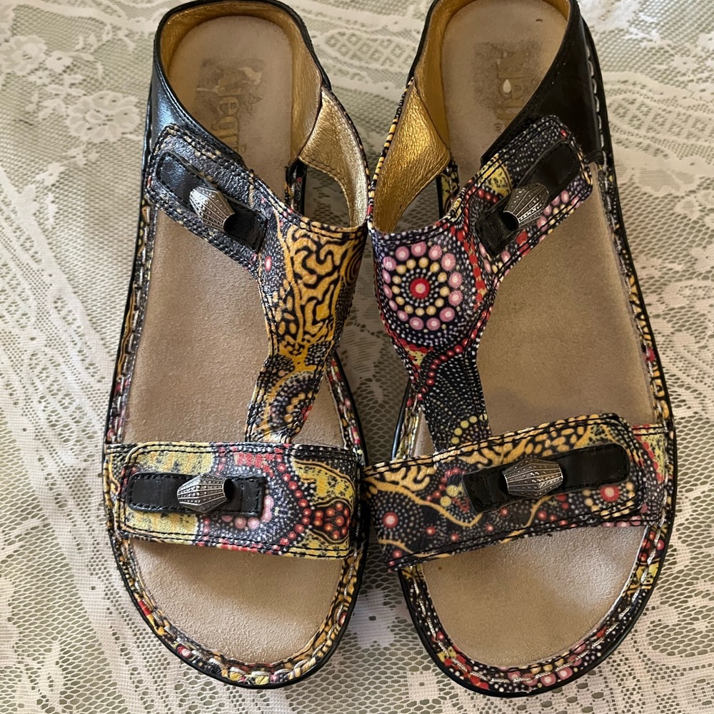 Alegria Black and Yellow Sandals with Stylish Comfort